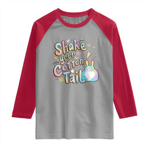 Funny Easter Day Retro Bunny Shake Your Cotton Tail Raglan Shirt TS11 Sport Gray Red Print Your Wear