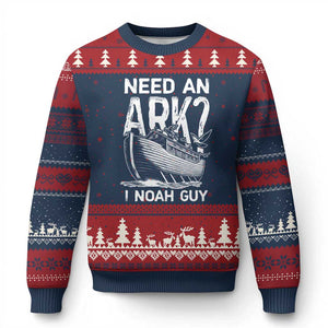 Funny Need An Ark I Noah Guy Ugly Christmas Sweater Christian Pun TS11 Navy Red Print Your Wear