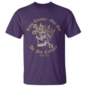 Eastern Orthodox Christian T Shirt Resist Tyranny Obey God Do Not Comply Skull TS11 Purple Print Your Wear
