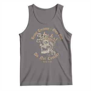 Eastern Orthodox Christian Tank Top Resist Tyranny Obey God Do Not Comply Skull TS11 Deep Heather Print Your Wear
