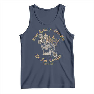 Eastern Orthodox Christian Tank Top Resist Tyranny Obey God Do Not Comply Skull TS11 Navy Print Your Wear