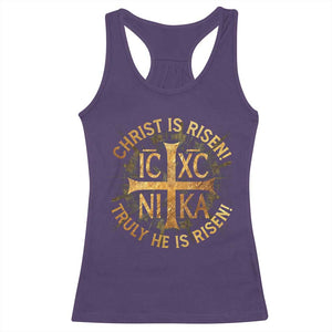 Orthodox Easter Christian Racerback Tank Top Christ Is Risen He Is Risen Greek NIKA Cross TS11 Purple Print Your Wear