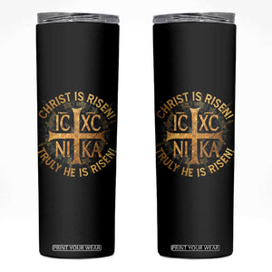 Orthodox Easter Christian Skinny Tumbler Christ Is Risen He Is Risen Greek NIKA Cross TS11 Black Print Your Wear