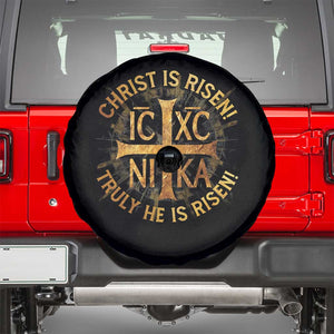 Orthodox Easter Christian Spare Tire Cover Christ Is Risen He Is Risen Greek NIKA Cross TS11 Black Print Your Wear