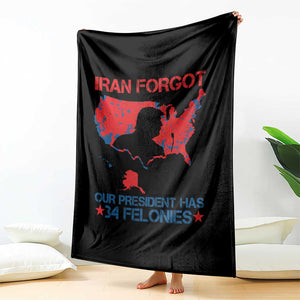 Iran Forgot Our President Has 34 Felonies Throw Blanket Vintage USA Red Wave Map TS11 Print Your Wear