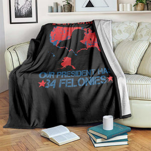 Iran Forgot Our President Has 34 Felonies Throw Blanket Vintage USA Red Wave Map TS11 Print Your Wear