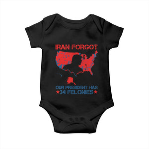 Iran Forgot Our President Has 34 Felonies Baby Onesie Vintage USA Red Wave Map TS11 Black Print Your Wear
