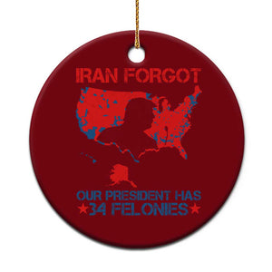 Iran Forgot Our President Has 34 Felonies Ceramic Ornament Vintage USA Red Wave Map TS11 1pc Red Print Your Wear