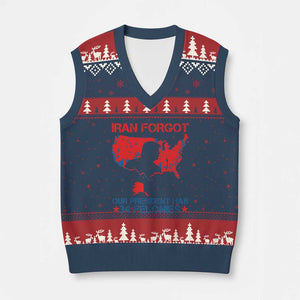 Iran Forgot Our President Has 34 Felonies V-Neck Knit Sweater Vest Vintage USA Red Wave Map TS11 Navy Red Print Your Wear