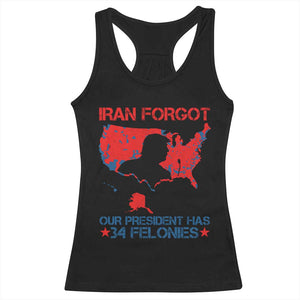 Iran Forgot Our President Has 34 Felonies Racerback Tank Top Vintage USA Red Wave Map TS11 Black Print Your Wear