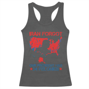 Iran Forgot Our President Has 34 Felonies Racerback Tank Top Vintage USA Red Wave Map TS11 Dark Heather Print Your Wear
