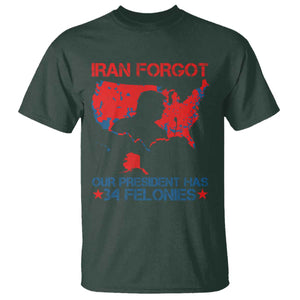 Iran Forgot Our President Has 34 Felonies T Shirt Vintage USA Red Wave Map TS11 Dark Forest Green Print Your Wear