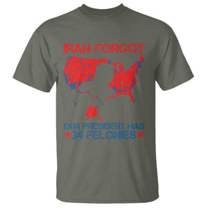 Iran Forgot Our President Has 34 Felonies T Shirt Vintage USA Red Wave Map TS11 Military Green Print Your Wear