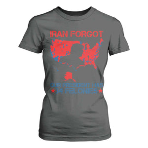 Iran Forgot Our President Has 34 Felonies T Shirt For Women Vintage USA Red Wave Map TS11 Dark Heather Print Your Wear