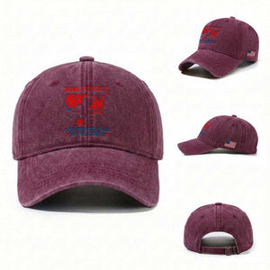 Iran Forgot Our President Has 34 Felonies Washed Cotton Baseball Cap Vintage USA Red Wave Map TS11 Washed Cap Universal Fit Burgundy Print Your Wear