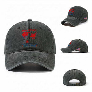 Iran Forgot Our President Has 34 Felonies Washed Cotton Baseball Cap Vintage USA Red Wave Map TS11 Washed Cap Universal Fit Dark Green Print Your Wear