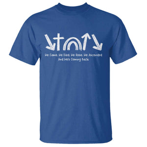Christian Easter T Shirt He Came He Died He Rose He Ascended And He Is Coming Back TS11 Royal Blue Print Your Wear