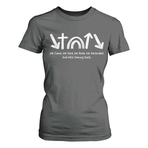 Christian Easter T Shirt For Women He Came He Died He Rose He Ascended And He Is Coming Back TS11 Dark Heather Print Your Wear
