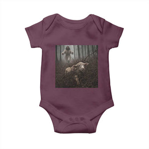 Christian Biblical Parable Of Lost Sheep Scene Baby Onesie Funny Photo TS11 Maroon Print Your Wear