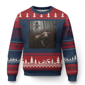 Christian Biblical Parable Of Lost Sheep Scene Ugly Christmas Sweater Funny Photo TS11 Navy Red Print Your Wear