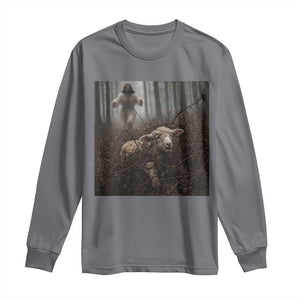 Christian Biblical Parable Of Lost Sheep Scene Long Sleeve Shirt Funny Photo TS11 Charcoal Print Your Wear