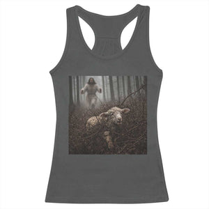 Christian Biblical Parable Of Lost Sheep Scene Racerback Tank Top Funny Photo TS11 Dark Heather Print Your Wear