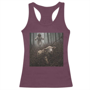 Christian Biblical Parable Of Lost Sheep Scene Racerback Tank Top Funny Photo TS11 Maroon Print Your Wear