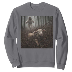 Christian Biblical Parable Of Lost Sheep Scene Sweatshirt Funny Photo TS11 Charcoal Print Your Wear