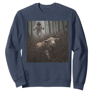 Christian Biblical Parable Of Lost Sheep Scene Sweatshirt Funny Photo TS11 Navy Print Your Wear