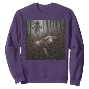 Christian Biblical Parable Of Lost Sheep Scene Sweatshirt Funny Photo TS11 Purple Print Your Wear