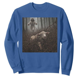 Christian Biblical Parable Of Lost Sheep Scene Sweatshirt Funny Photo TS11 Royal Blue Print Your Wear