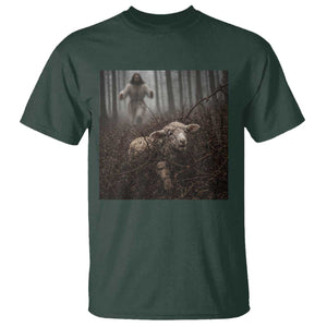 Christian Biblical Parable Of Lost Sheep Scene T Shirt Funny Photo TS11 Dark Forest Green Print Your Wear