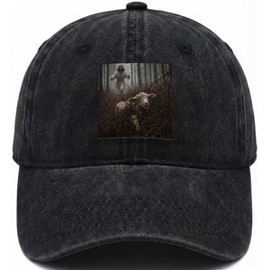 Christian Biblical Parable Of Lost Sheep Scene Washed Cotton Baseball Cap Funny Photo TS11 Print Your Wear