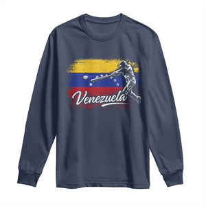 Venezuela Baseball Batter Venezuelan Sport Fan Long Sleeve Shirt TS11 Navy Print Your Wear