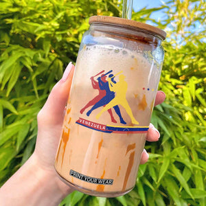 Baseball Venezuela Sport Fan Venezuelan Flag Batter Player Glass Can TS11 Black Print Your Wear
