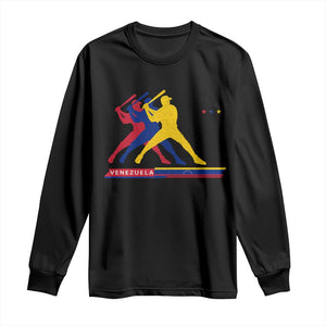 Baseball Venezuela Sport Fan Venezuelan Flag Batter Player Long Sleeve Shirt TS11 Black Print Your Wear