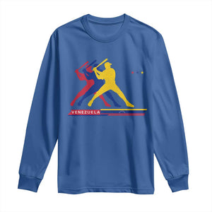 Baseball Venezuela Sport Fan Venezuelan Flag Batter Player Long Sleeve Shirt TS11 Royal Blue Print Your Wear