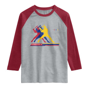 Baseball Venezuela Sport Fan Venezuelan Flag Batter Player Raglan Shirt TS11 Heather Gray Heather Red Print Your Wear
