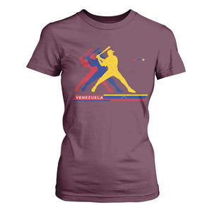 Baseball Venezuela Sport Fan Venezuelan Flag Batter Player T Shirt For Women TS11 Maroon Print Your Wear