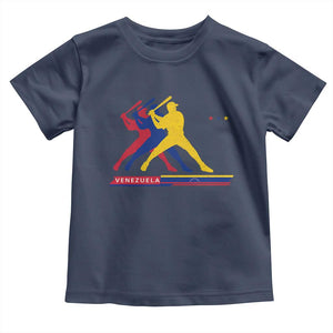 Baseball Venezuela Sport Fan Venezuelan Flag Batter Player Toddler T Shirt TS11 Navy Print Your Wear