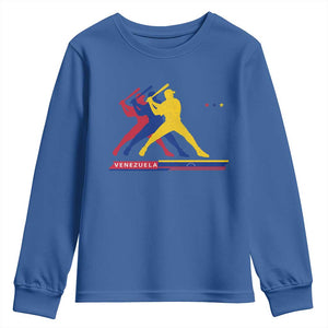 Baseball Venezuela Sport Fan Venezuelan Flag Batter Player Youth Sweatshirt TS11 Royal Blue Print Your Wear
