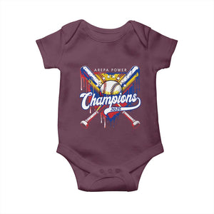 Venezuela Champions 2026 Baby Onesie Baseball Lover Home Plate Drip TS11 Maroon Print Your Wear
