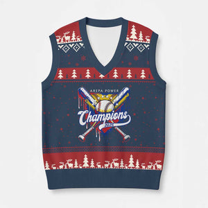 Venezuela Champions 2026 V-Neck Knit Sweater Vest Baseball Lover Home Plate Drip TS11 Navy Red Print Your Wear