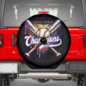 Venezuela Champions 2026 Spare Tire Cover Baseball Lover Home Plate Drip TS11 Black Print Your Wear