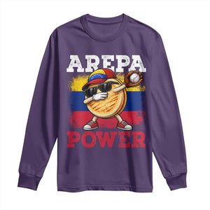 Funny Arepa Power Venezuela Baseball Lover Long Sleeve Shirt Cute Dabbing Arepa TS11 Purple Print Your Wear