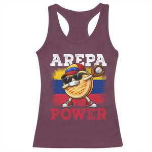 Funny Arepa Power Venezuela Baseball Lover Racerback Tank Top Cute Dabbing Arepa TS11 Maroon Print Your Wear