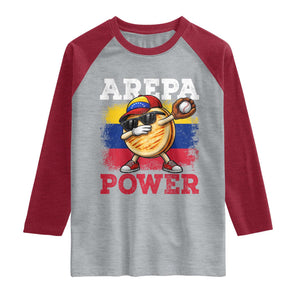 Funny Arepa Power Venezuela Baseball Lover Raglan Shirt Cute Dabbing Arepa TS11 Heather Gray Heather Red Print Your Wear