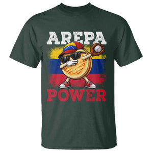 Funny Arepa Power Venezuela Baseball Lover T Shirt - Cute Dabbing Arepa TS11 Dark Forest Green Print Your Wear