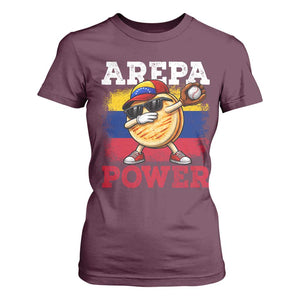 Funny Arepa Power Venezuela Baseball Lover T Shirt For Women Cute Dabbing Arepa TS11 Maroon Print Your Wear