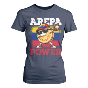 Funny Arepa Power Venezuela Baseball Lover T Shirt For Women Cute Dabbing Arepa TS11 Navy Print Your Wear